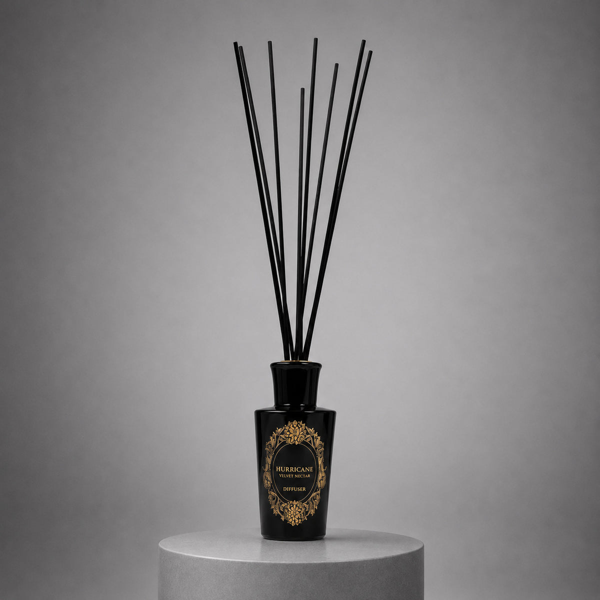 HURRICANE Velvet Nectar reed diffuser, the bottle with its reeds